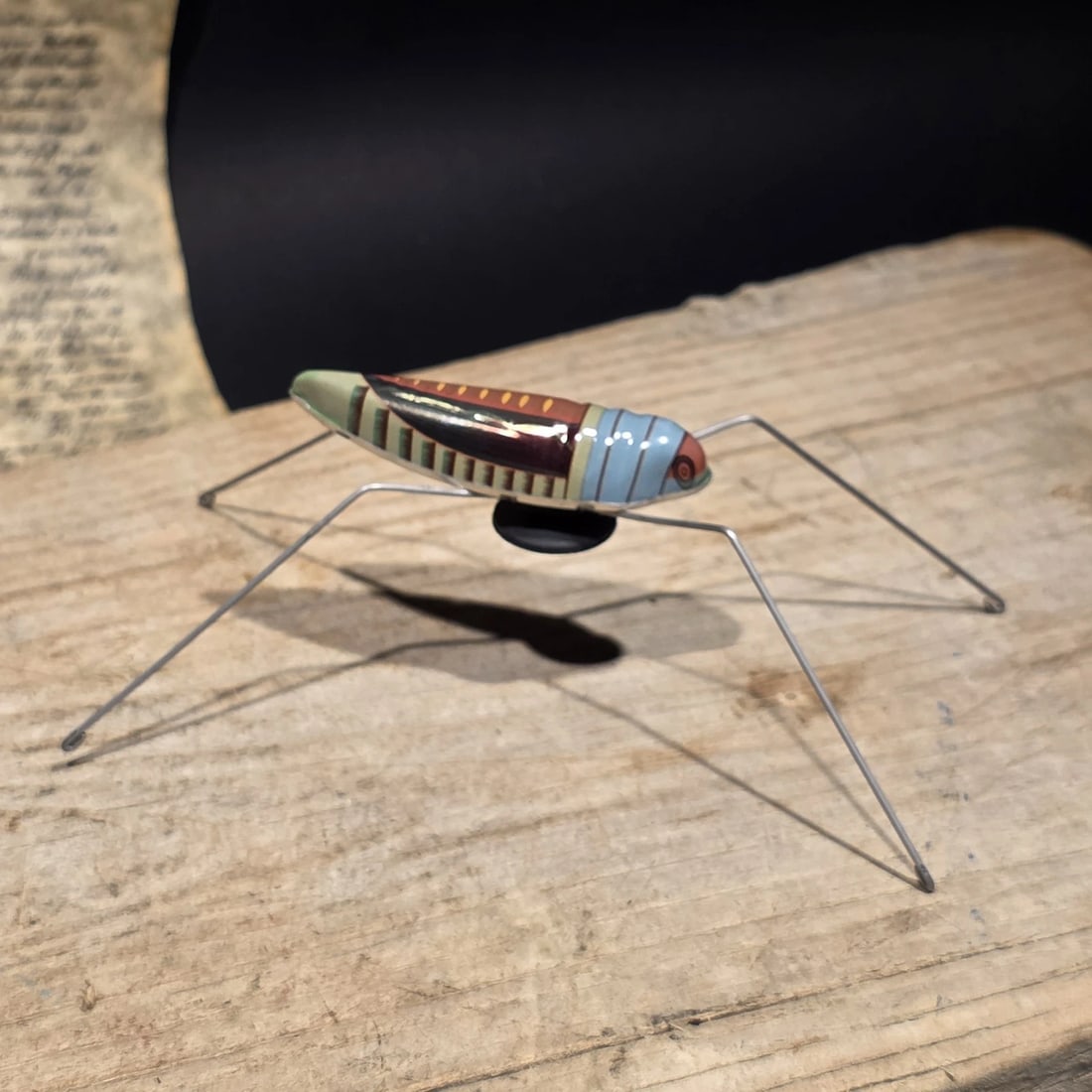 Tin Litho Jumping Grasshopper Toy Suction Cup Hopper Novelty Toy - 6