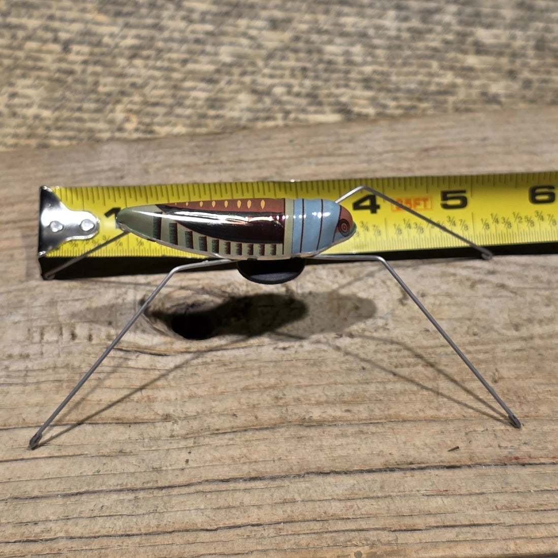 Tin Litho Jumping Grasshopper Toy Suction Cup Hopper Novelty Toy - 7