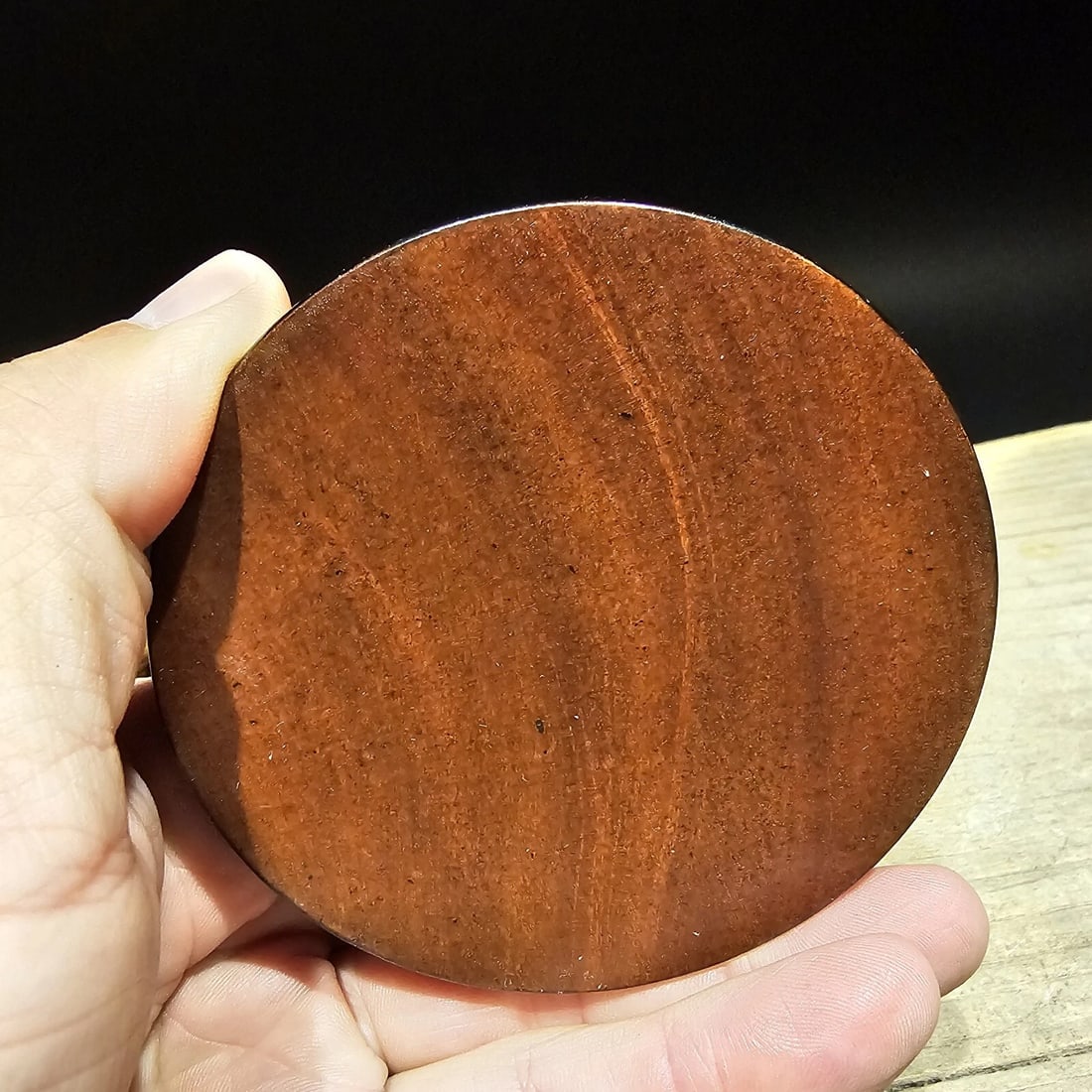 Turned Mahagony Wood Compass with Lid - 6