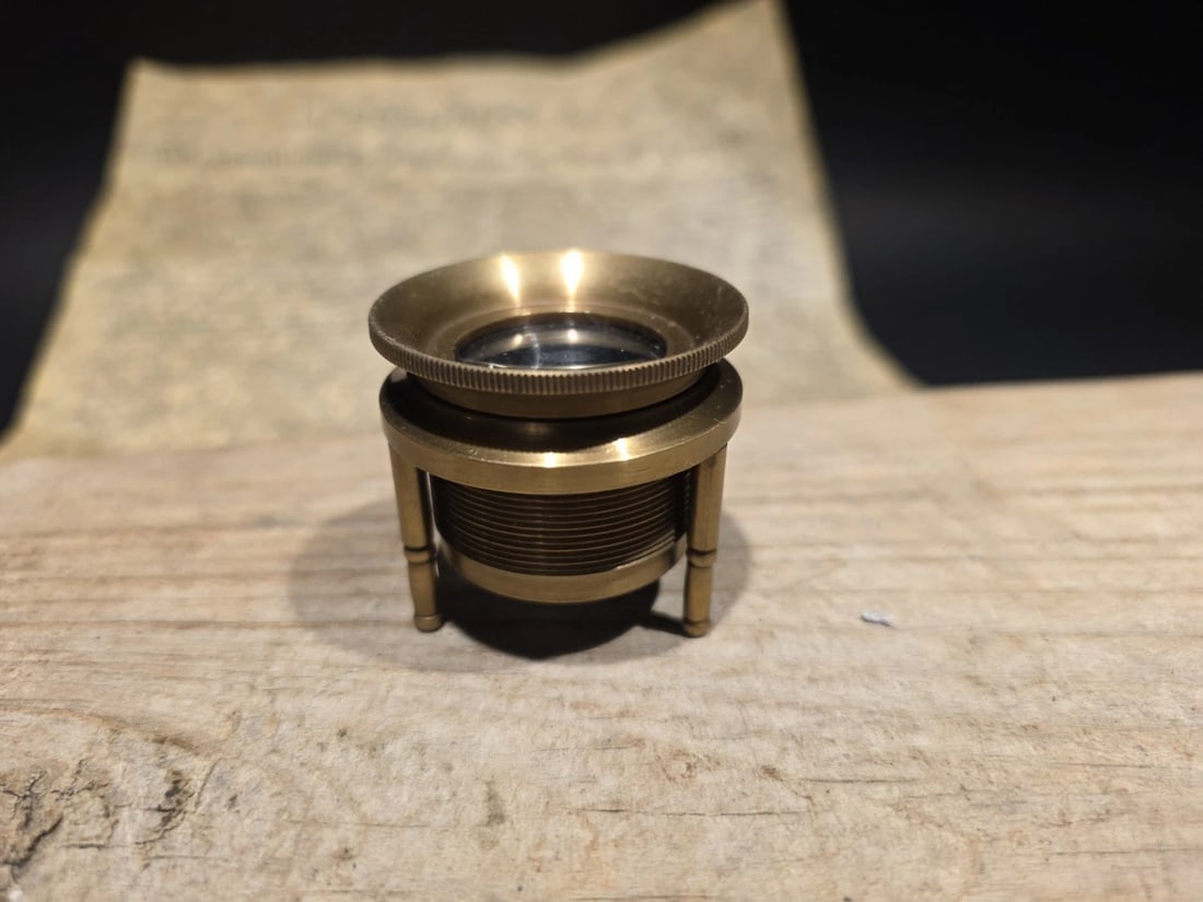 Brass Tripod Jeweler's Loupe Standing Magnifying Glass Lens - 3