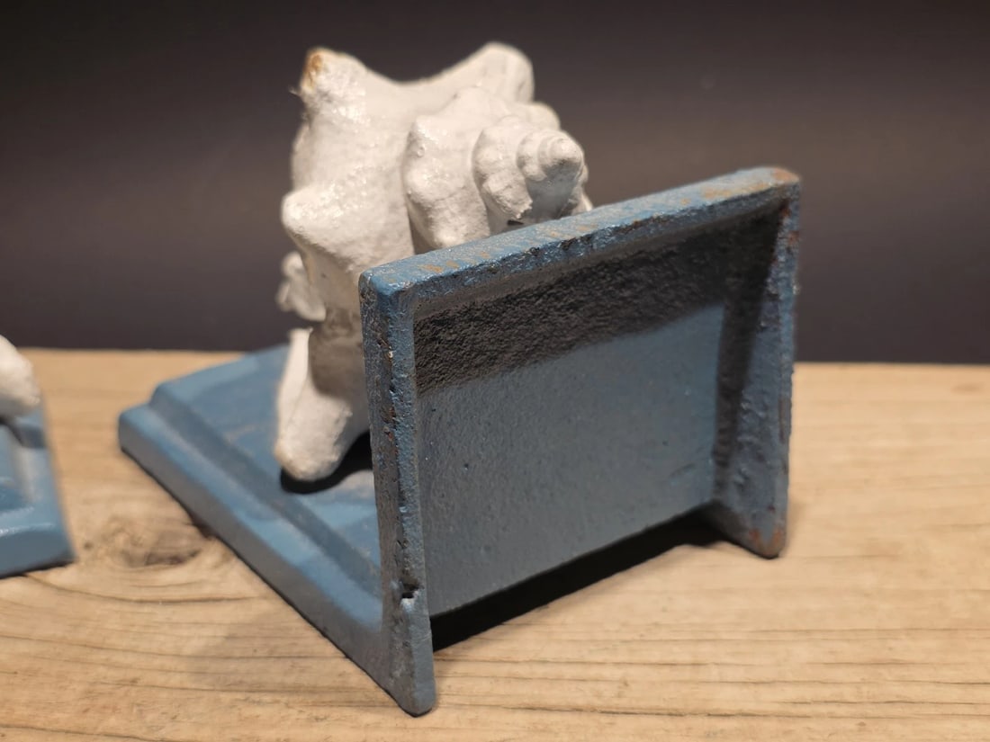 Pair of Cast Iron Conch Shell Bookends Old Paint - 9