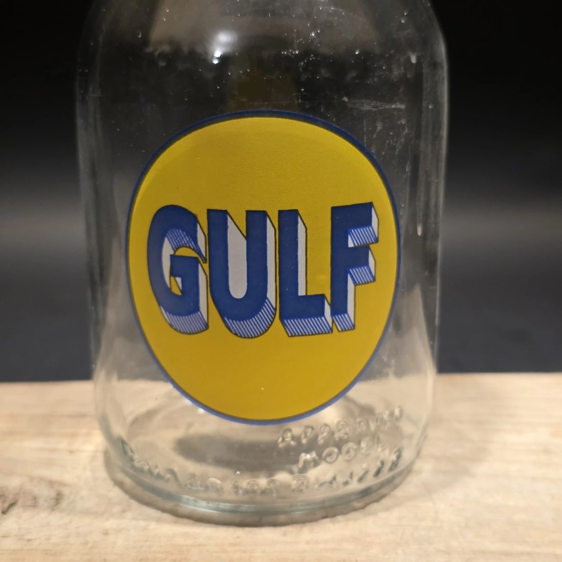 1930s Style Glass Gulf Oil Bottle w Spout - 8