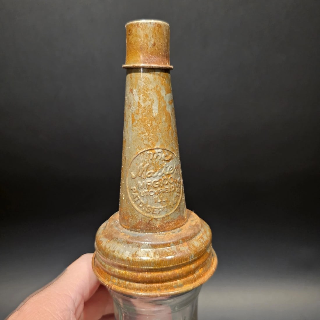 1930s Style Glass Gulf Oil Bottle w Spout - 9