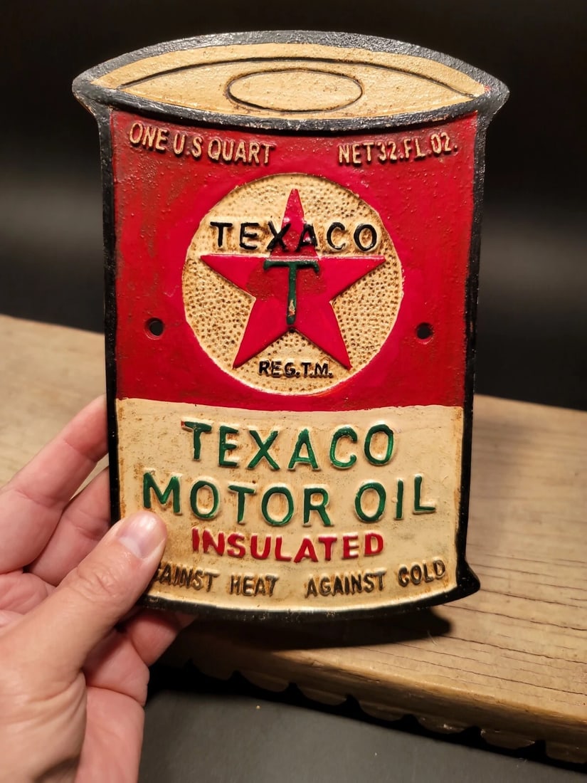 Cast Iron Texaco Gas Oil Sign Plaque - 11