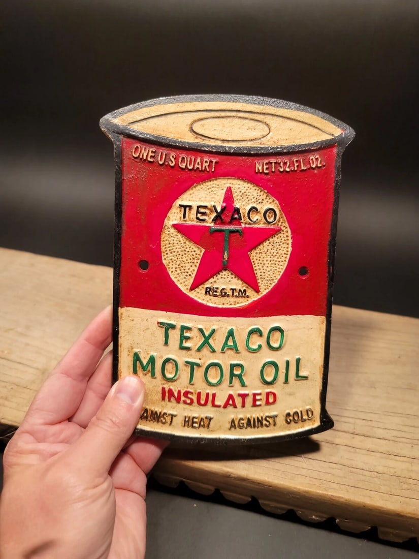 Cast Iron Texaco Gas Oil Sign Plaque - 12