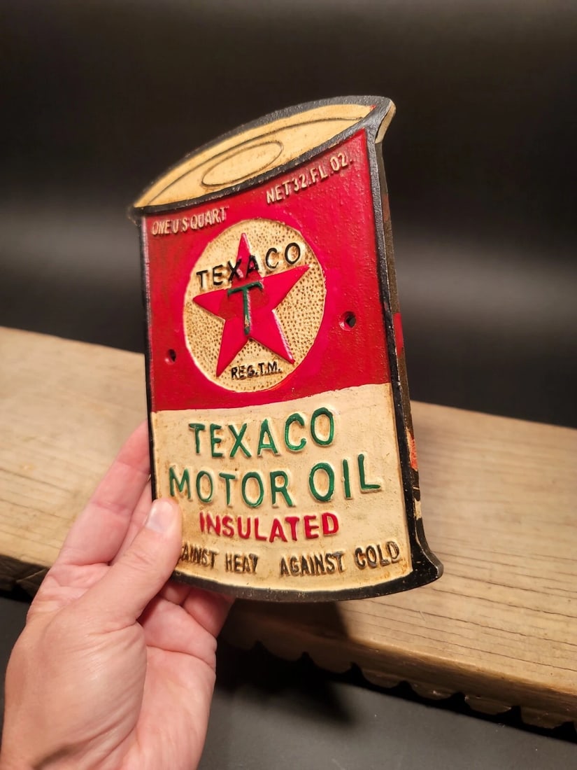 Cast Iron Texaco Gas Oil Sign Plaque - 13