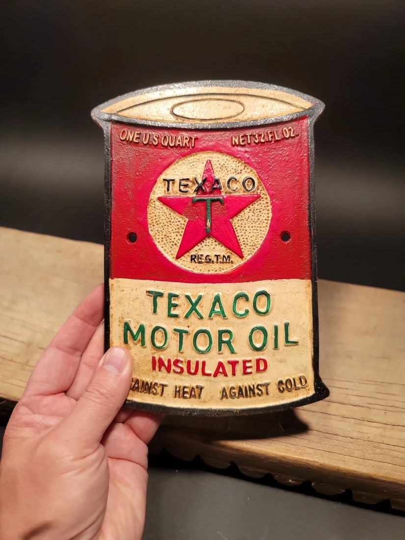 Cast Iron Texaco Gas Oil Sign Plaque - 14