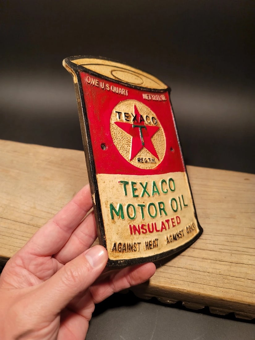 Cast Iron Texaco Gas Oil Sign Plaque - 15