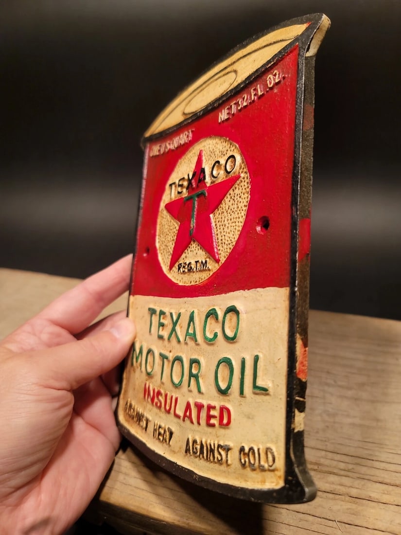 Cast Iron Texaco Gas Oil Sign Plaque - 4