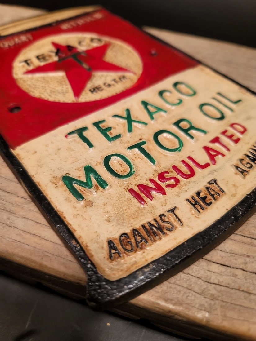 Cast Iron Texaco Gas Oil Sign Plaque - 8
