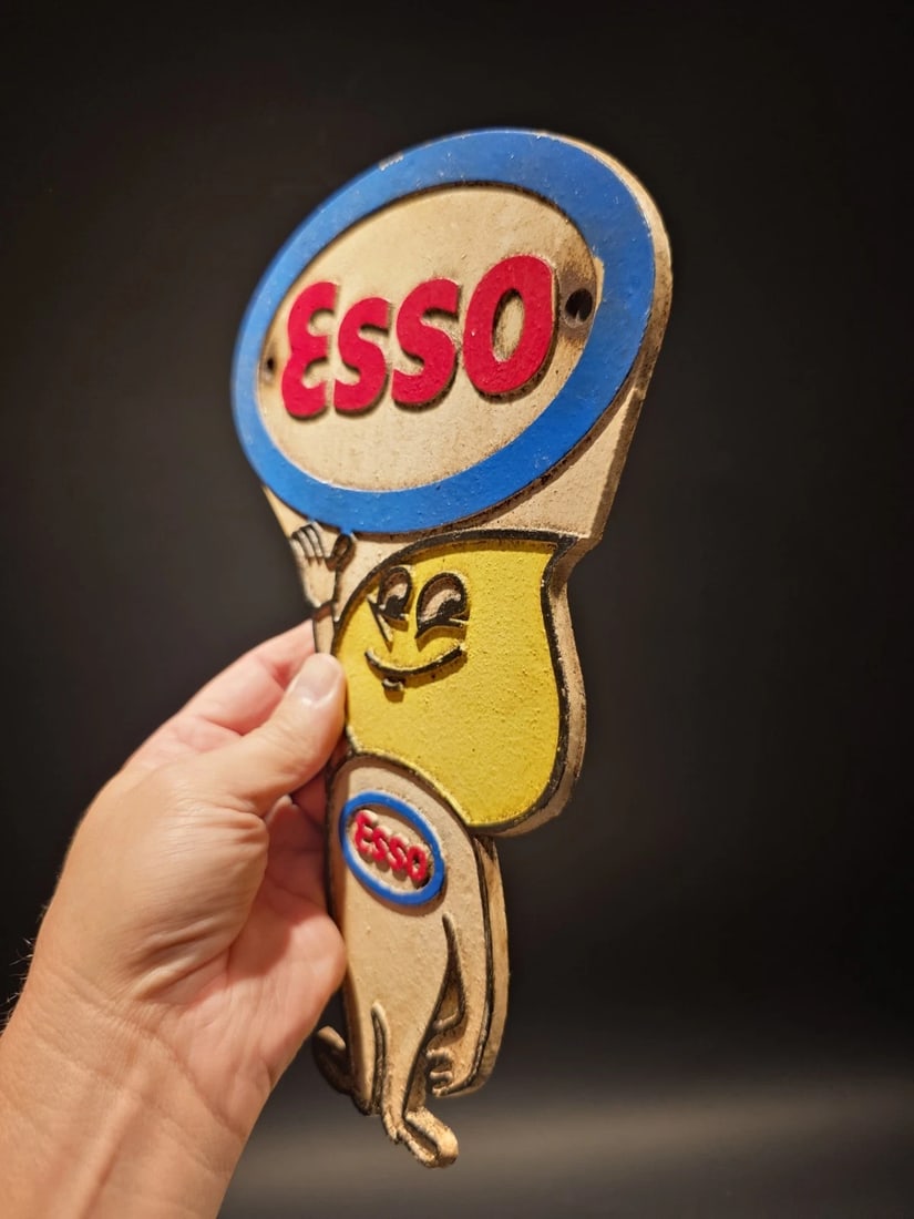 11" Gas Station Advertising Esso Oil Drop Cast Iron Sign - 3