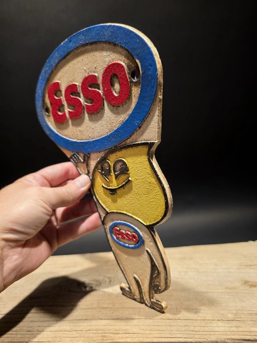 11" Gas Station Advertising Esso Oil Drop Cast Iron Sign - 9
