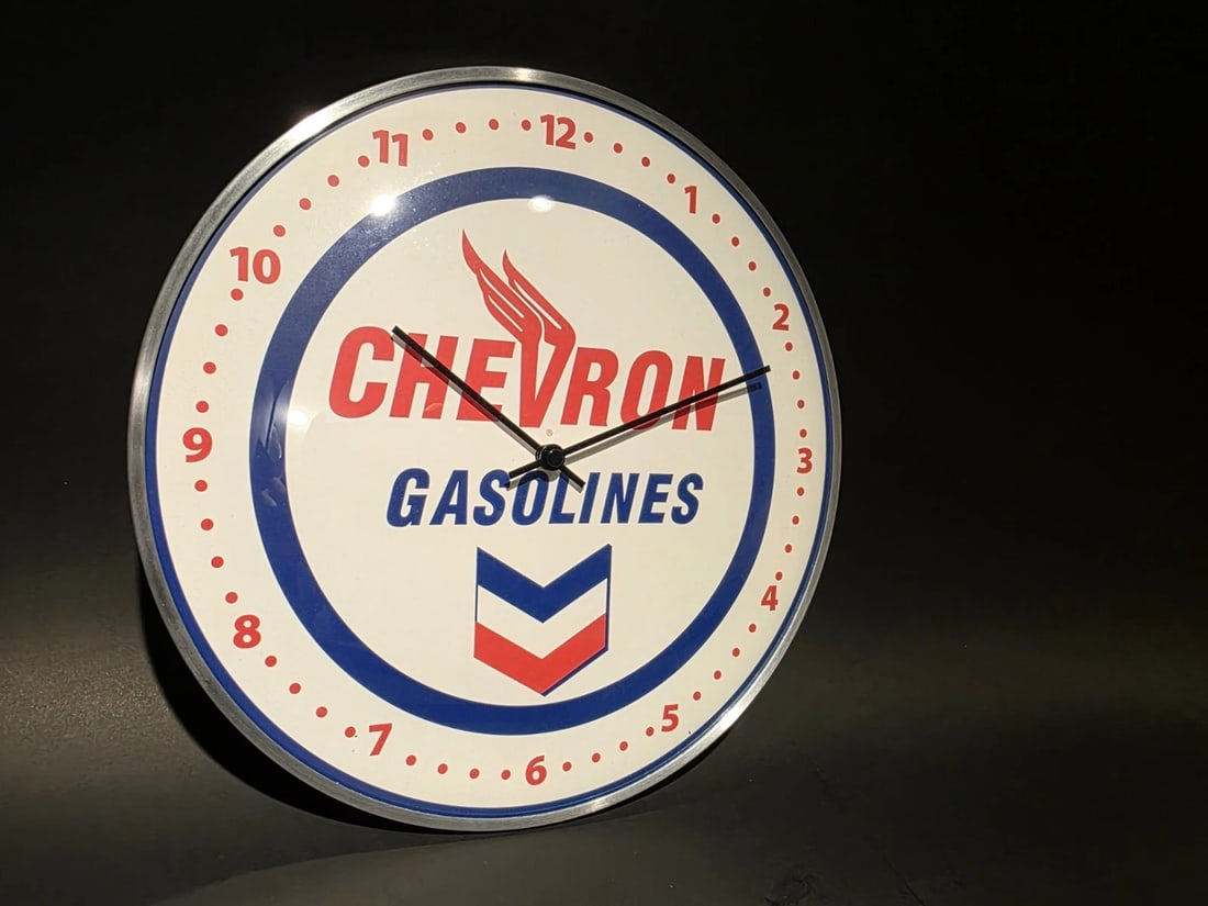 12" Round Chevron Gasoline Oil Wall Clock Sign - 10