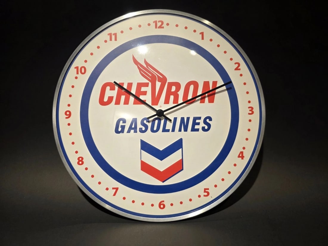 12" Round Chevron Gasoline Oil Wall Clock Sign - 9