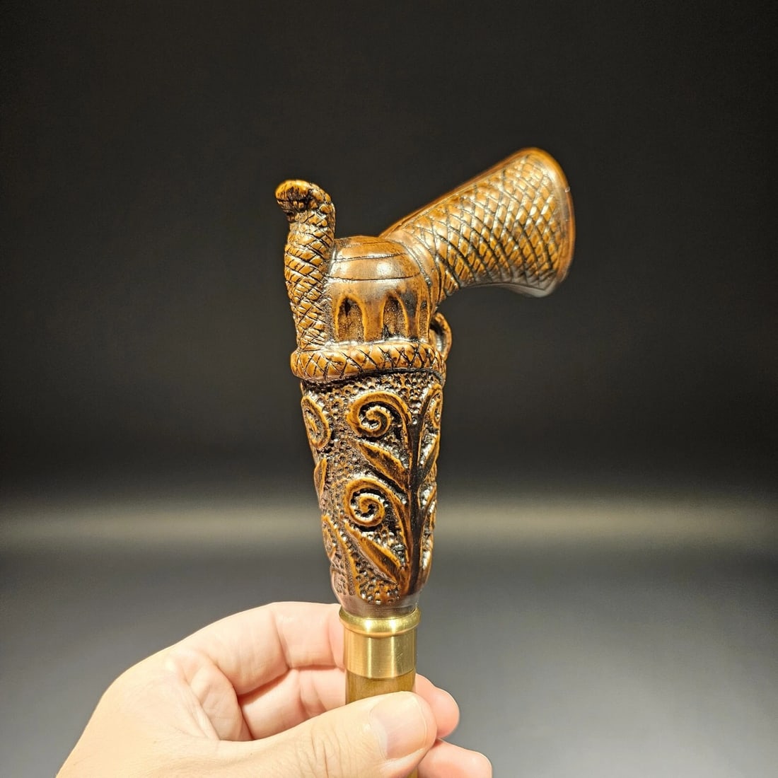 Wood Walking Cane With Gun Handle - 13