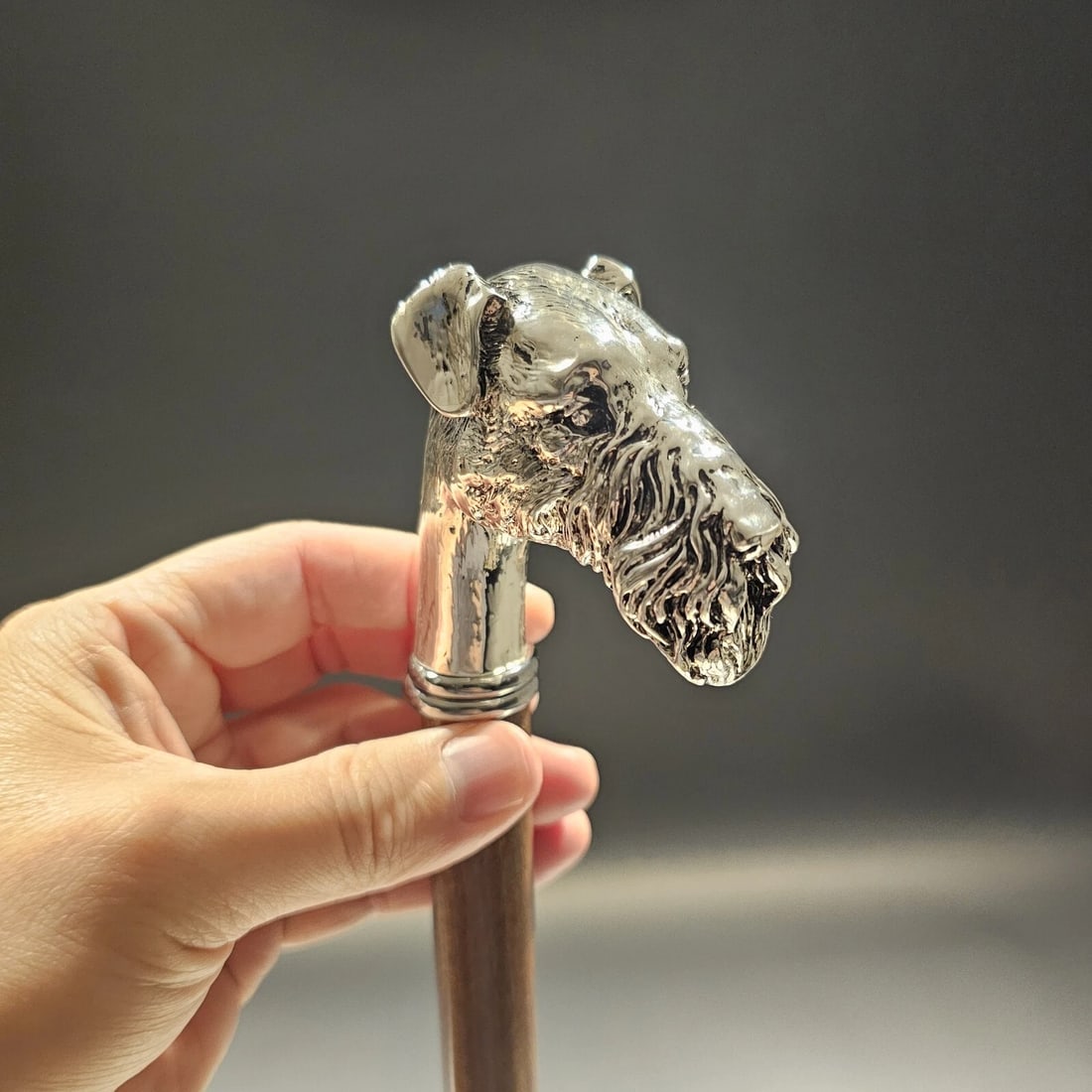 36" Antique Style Fox Terrier Dog Head Walking Stick Cane - 11