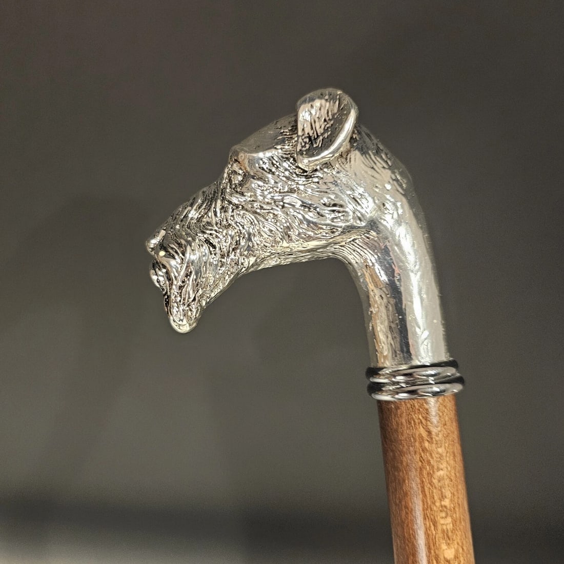 36" Antique Style Fox Terrier Dog Head Walking Stick Cane - 12
