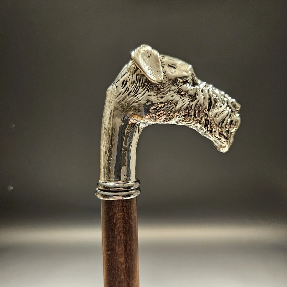 36" Antique Style Fox Terrier Dog Head Walking Stick Cane - 15