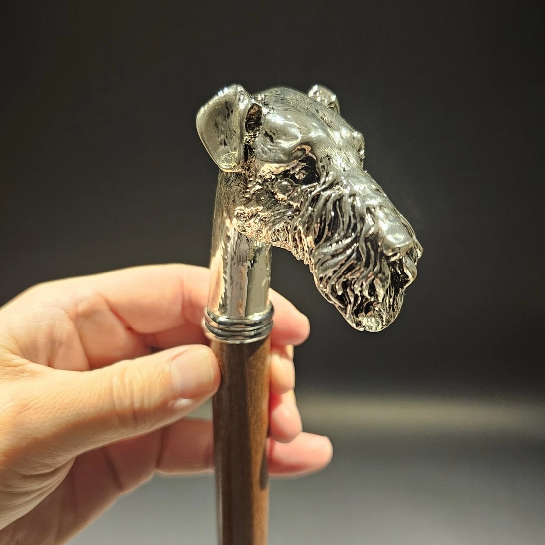36" Antique Style Fox Terrier Dog Head Walking Stick Cane - 18