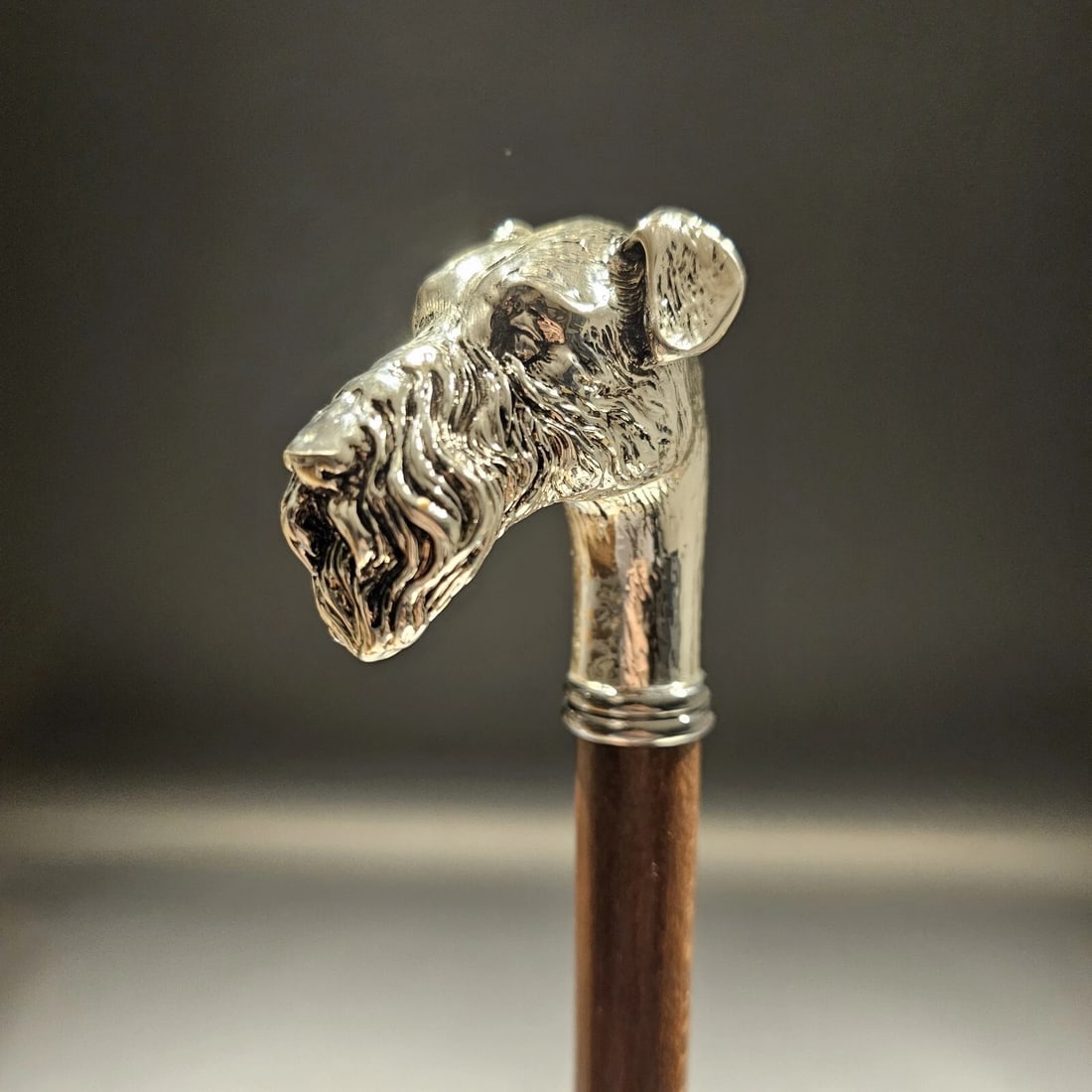 36" Antique Style Fox Terrier Dog Head Walking Stick Cane - 2
