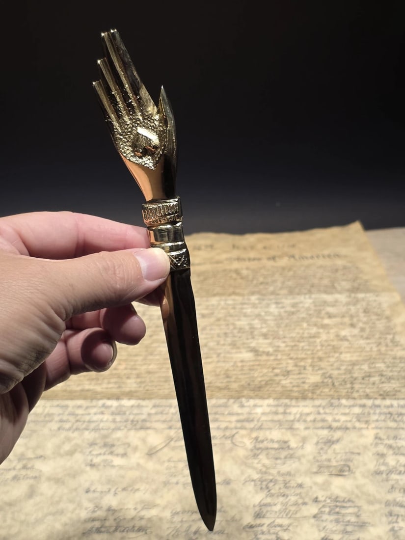 Brass Heart in Hand Friends Love Truth Odd Fellows Letter Opener - 11