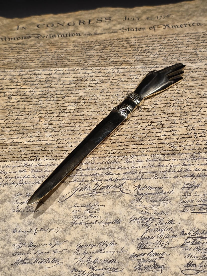 Brass Heart in Hand Friends Love Truth Odd Fellows Letter Opener - 13