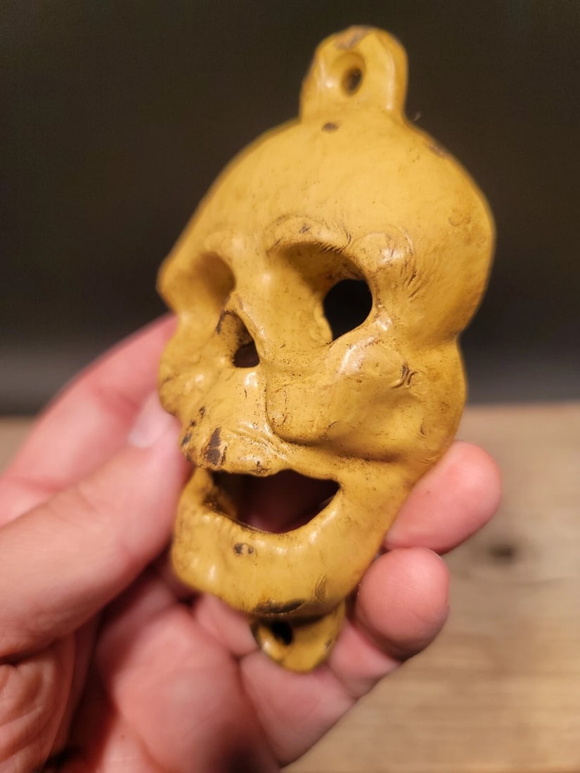Cast Iron folk art Skull Wall Bottle Opener - 12