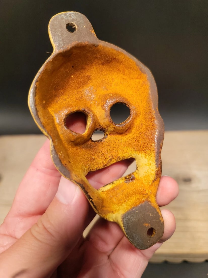 Cast Iron folk art Skull Wall Bottle Opener - 6