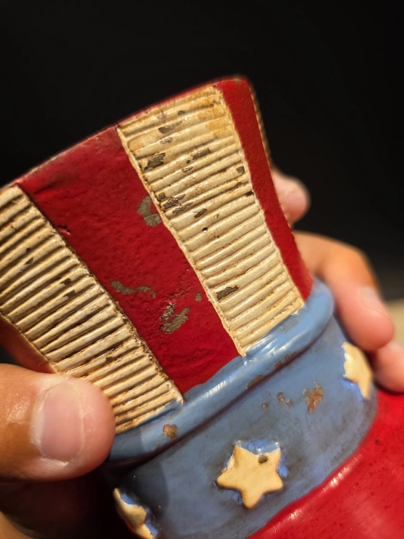 4 1/2" Cast Iron USA Patriotic Hat Coin Bank - 17
