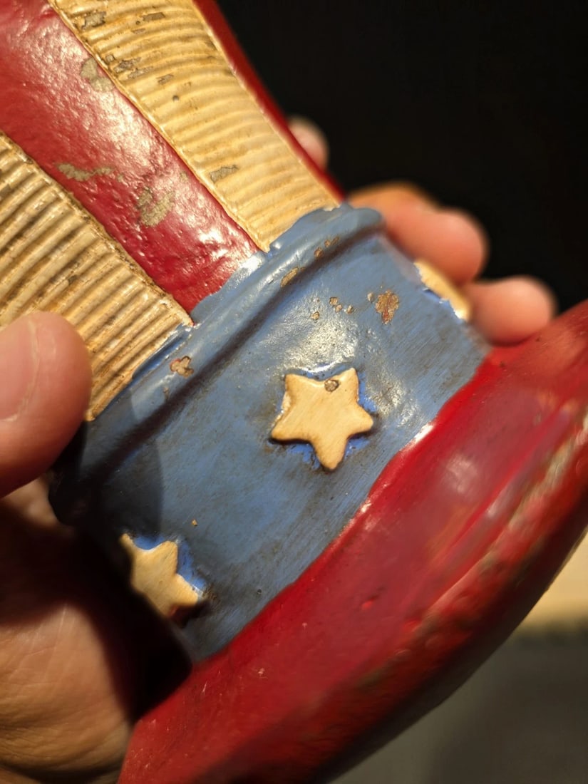 4 1/2" Cast Iron USA Patriotic Hat Coin Bank - 6