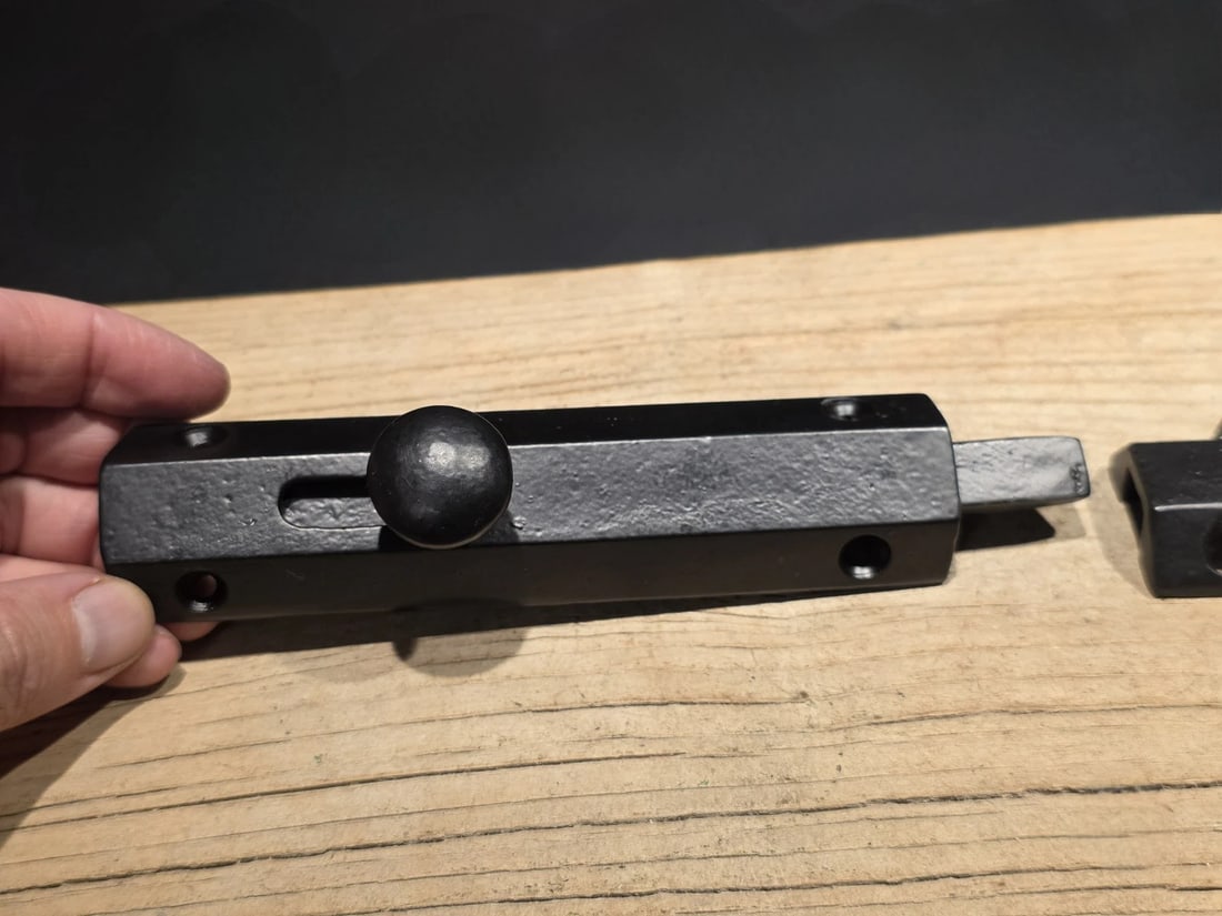 6" Black Retro Modern Style Iron Slide Door Latch Lock - 3