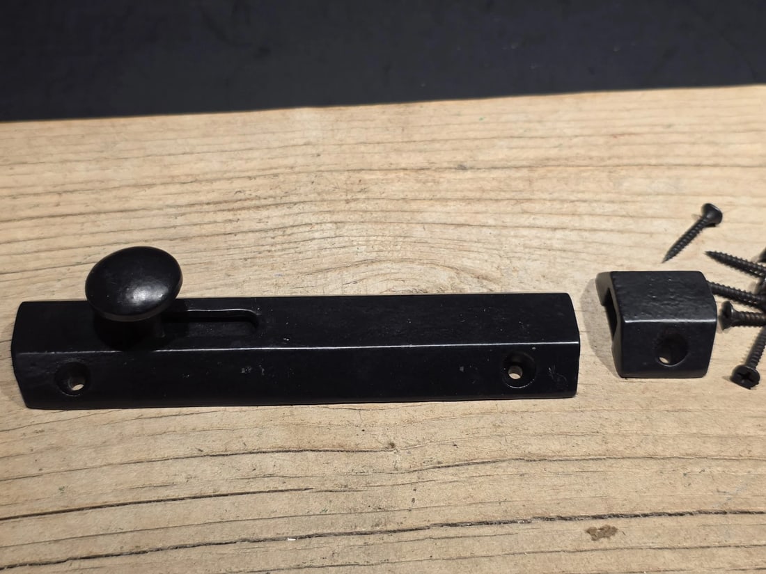 6" Black Retro Modern Style Iron Slide Door Latch Lock - 5