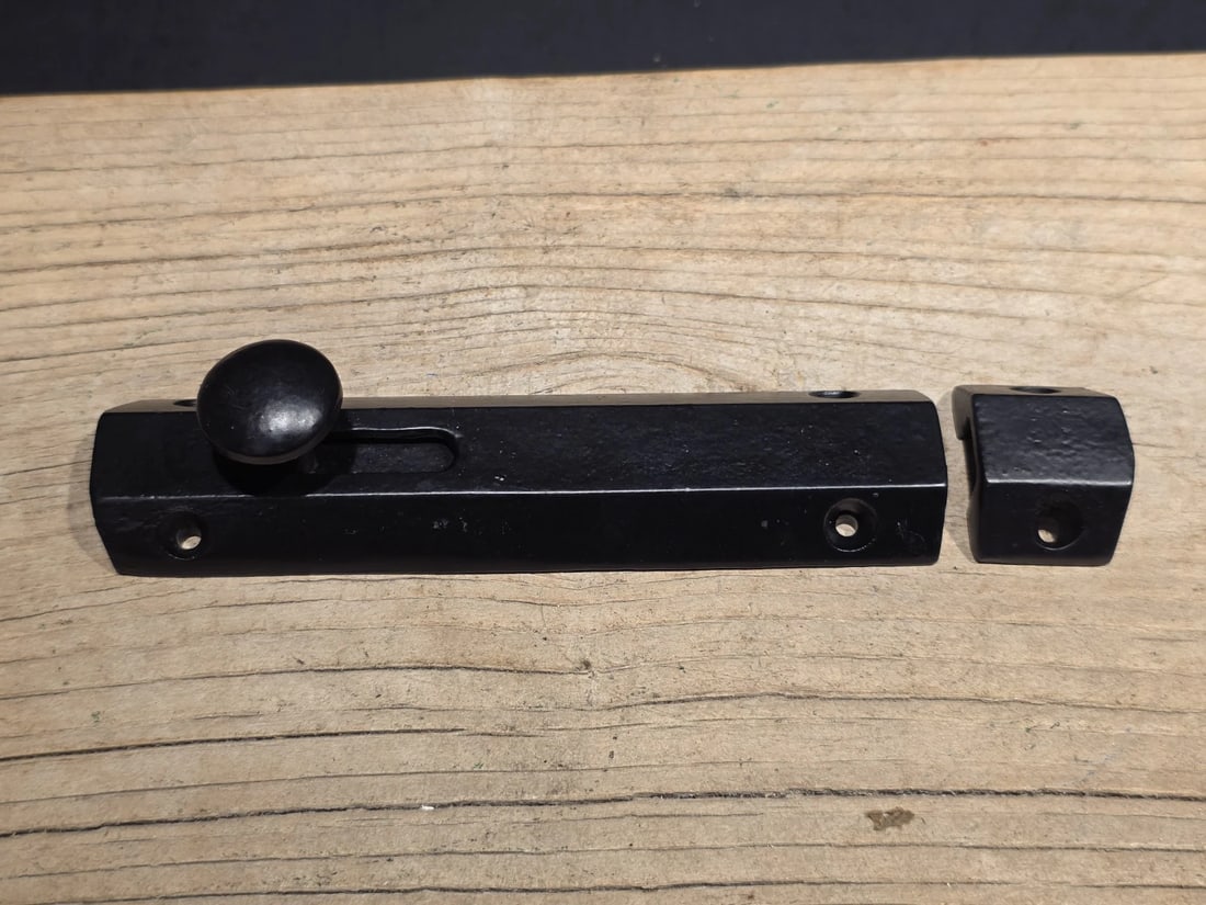 6" Black Retro Modern Style Iron Slide Door Latch Lock - 6