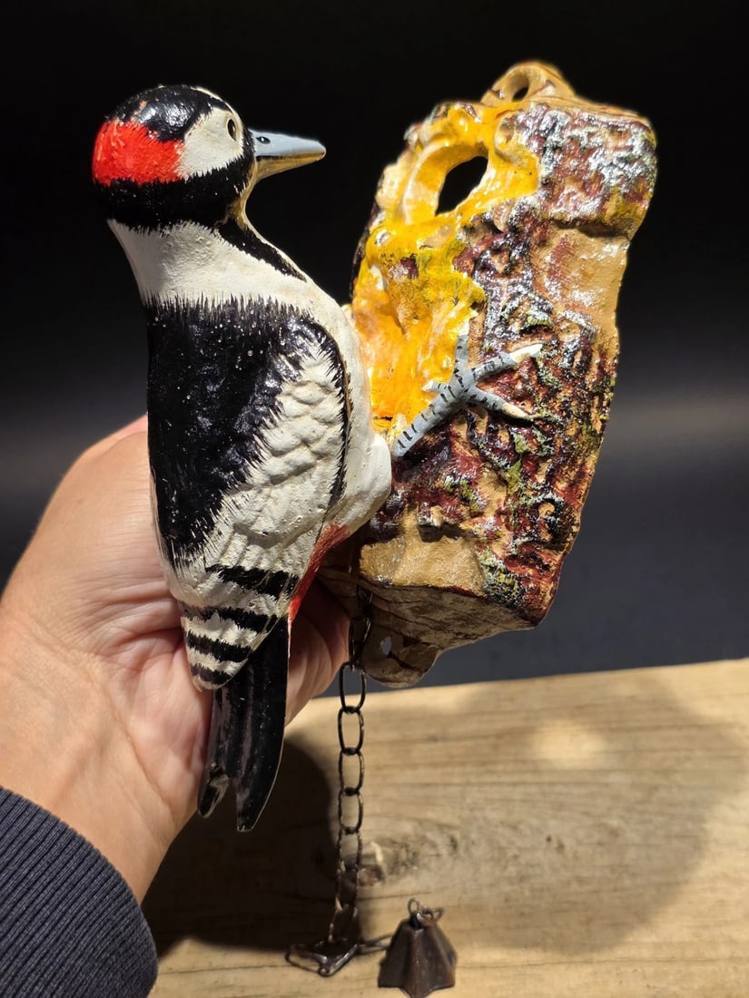 Folk Art Cast Iron Woodpecker Door Knocker - 11