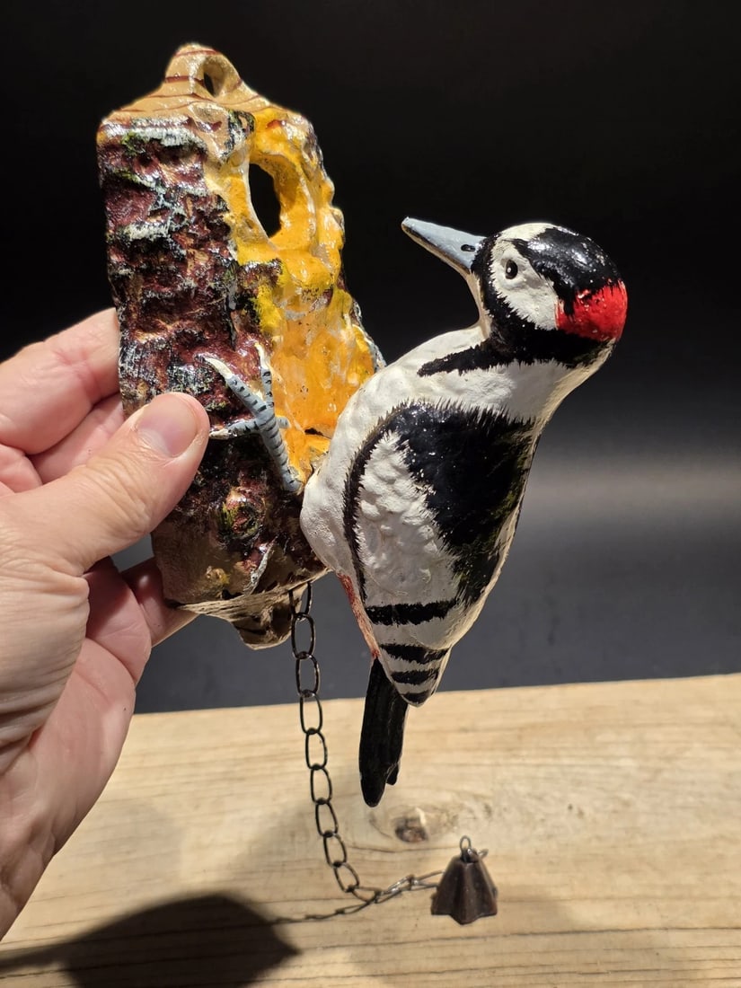 Folk Art Cast Iron Woodpecker Door Knocker - 12