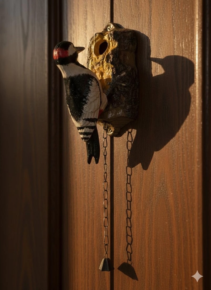 Folk Art Cast Iron Woodpecker Door Knocker - 13