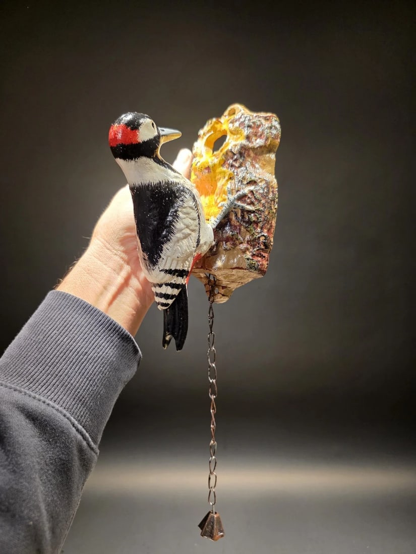 Folk Art Cast Iron Woodpecker Door Knocker - 2