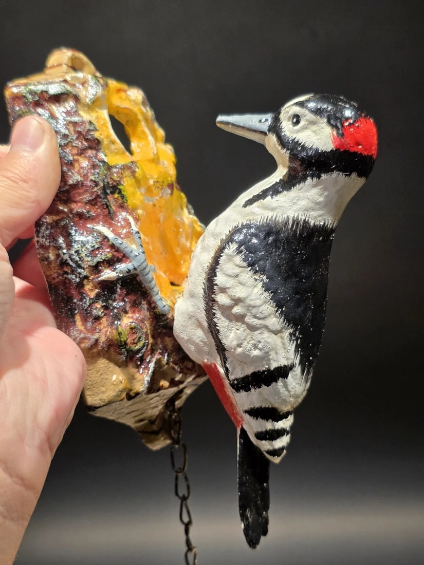 Folk Art Cast Iron Woodpecker Door Knocker - 3
