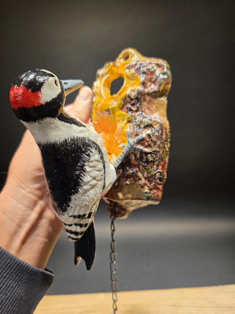 Folk Art Cast Iron Woodpecker Door Knocker - 4