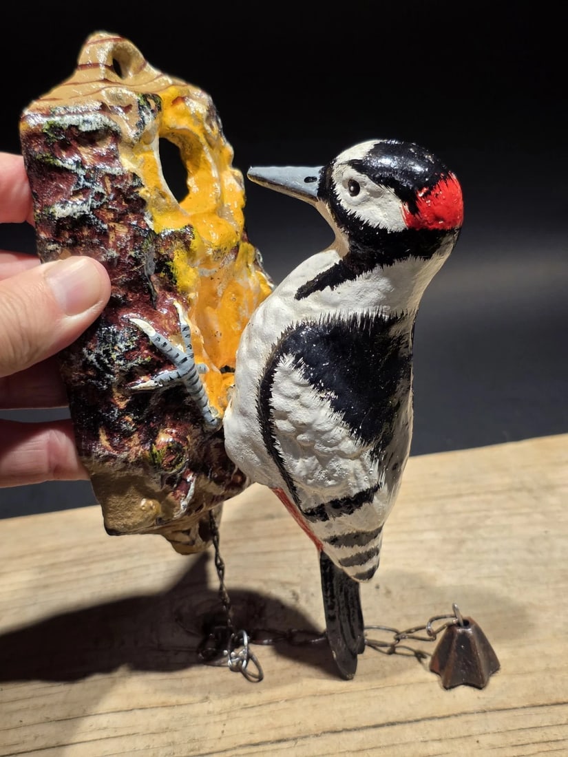 Folk Art Cast Iron Woodpecker Door Knocker - 5