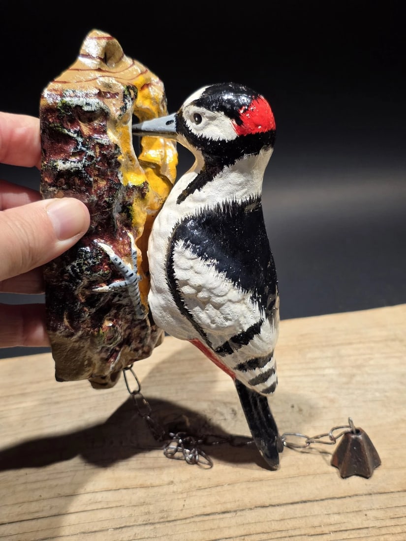 Folk Art Cast Iron Woodpecker Door Knocker - 7