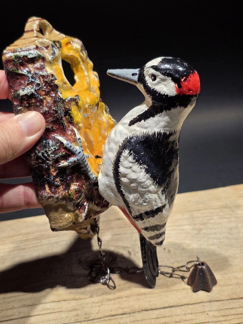 Folk Art Cast Iron Woodpecker Door Knocker - 8