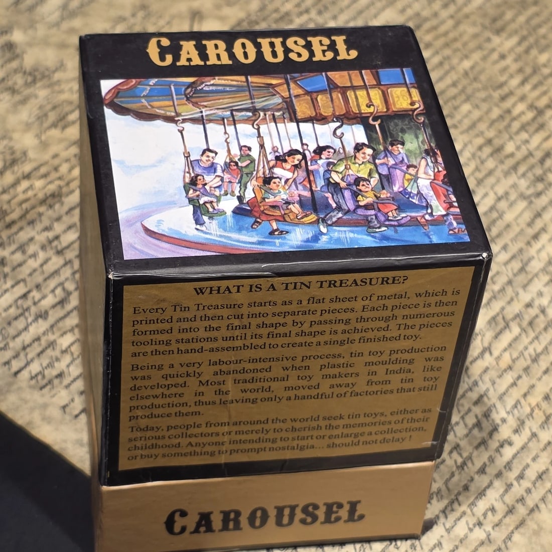 Tin Litho Carousel Swing Ride Wind-Up Amusement Park Toy - 19