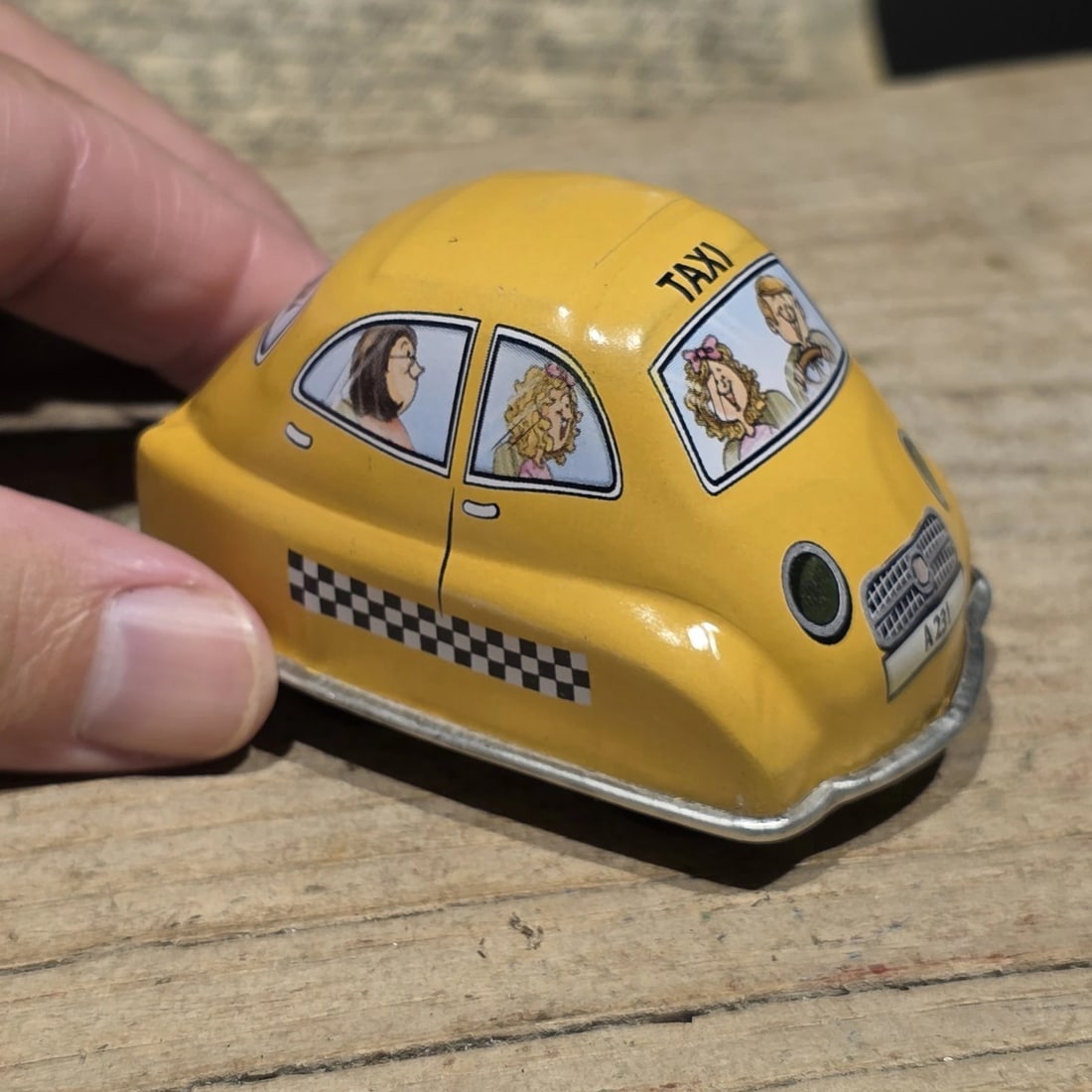 Tin Litho Taxi Toy Wind-Up Mechanical Cab Car - 4