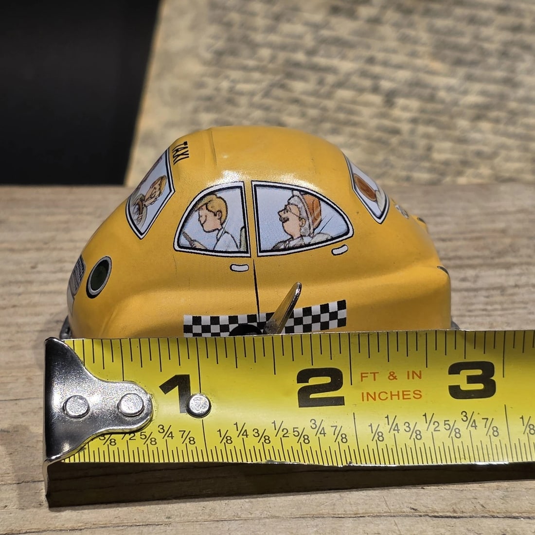 Tin Litho Taxi Toy Wind-Up Mechanical Cab Car - 9