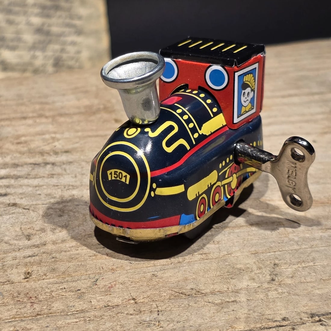 Tin Litho Locomotive Toy Wind Up Train Engine - 9