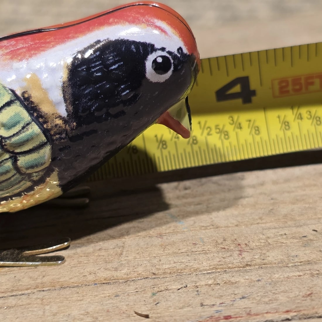 Tin Litho Pecking Bird Toy Wind-Up Mechanical Songbird - 8