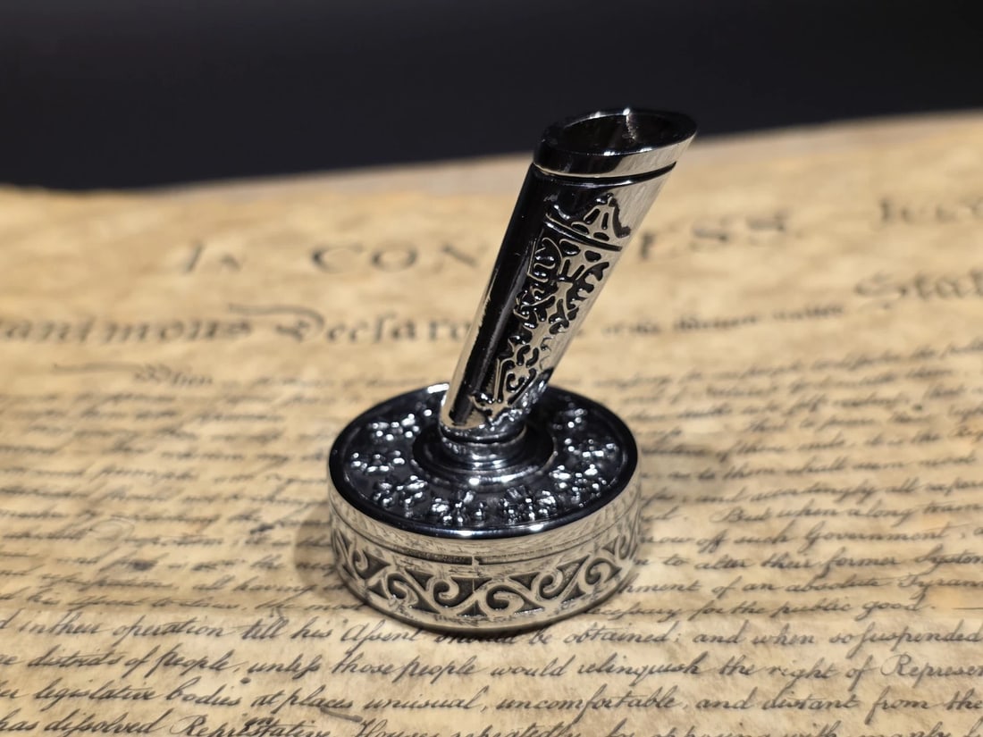 Silver Metal Single Fountain or Dip Pen Holder - 10