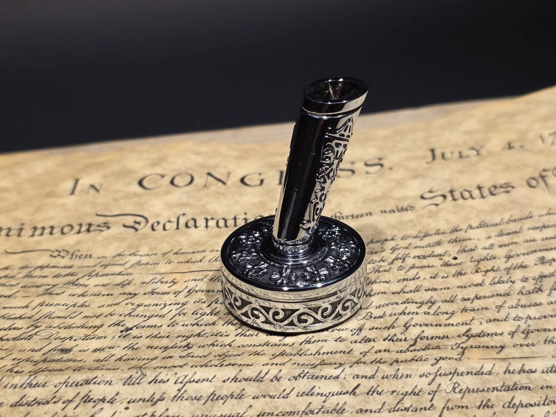 Silver Metal Single Fountain or Dip Pen Holder - 6