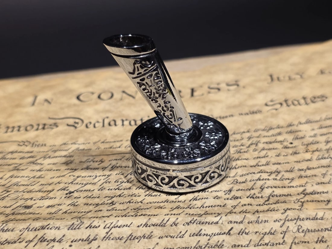 Silver Metal Single Fountain or Dip Pen Holder - 7